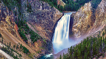 Waterfall, nature, rocks, tree HD wallpaper