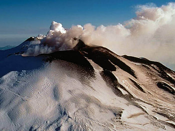 Etna Volcano, Sicily, smoke, volcano, blue sky, ashes HD wallpaper