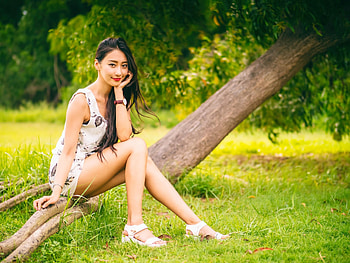 Model, skirt, women, asian HD wallpaper