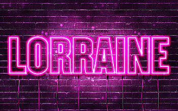 Happy Birtay Lorraine, , pink neon lights, Lorraine name, creative, Lorraine Happy Birtay, Lorraine Birtay, popular french female names, with Lorraine name, Lorraine HD wallpaper