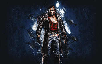 Placide, Cyberpunk 2077, blue stone background, Cyberpunk 2077 Characters, Placide Cyberpunk, Placide character HD wallpaper