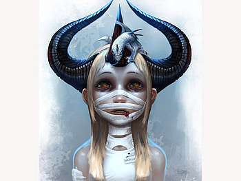 Devil girl, art, , , monster, halloween, digital, fantasy, horror HD wallpaper