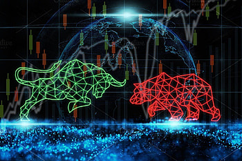 Polygonal bull and bear shape writin featuring bear, bull, and market. Stock market chart, Business stock , Waves background, Dow Jones HD wallpaper