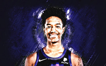 Ty-Shon Alexander, Phoenix Suns, NBA, American basketball player, purple stone background, basketball, grunge art HD wallpaper