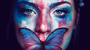 Beautiful Woman Butterfly Portrait HD wallpaper