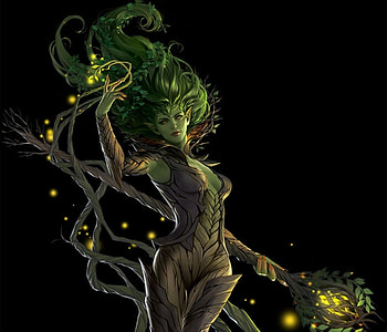 Niyela, eudia chae, black, fantasy, yellow, green, serenity2200, girl HD wallpaper