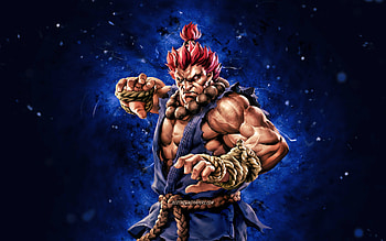 Akuma, , blue neon lights, Street Fighter, Gouki, Fortitude, Great Demon, Great Devil, Akuma , Great Ogre, Akuma Street Fighter HD wallpaper