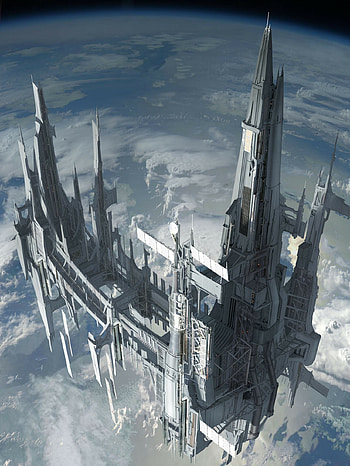 Space station, Futuristic home, Modern architecture, Sky-high living HD phone wallpaper