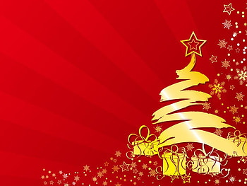 Christmas tree on red, holiday, christmas, red, new year, tree HD wallpaper