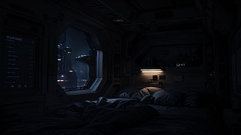 Sleepcore: Neon City Slumber —, Spaceship Interior HD wallpaper