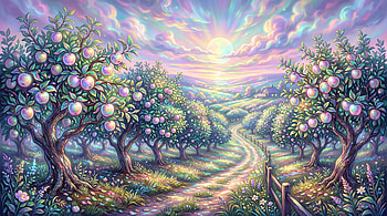 Apple Orchard Dreamscape —, Sunrise HD wallpaper