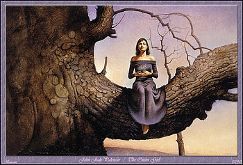 pray, forest, woman, tree HD wallpaper