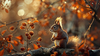 Autumn Squirrel, Animal, squirrel, branch HD wallpaper
