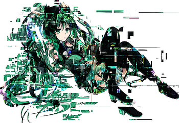 Hatsune Miku, black, awesome, song, cute, vocaloid, beauty, nice, artistic, music, abstract, vocaloids, hatsune, thighhighs, calloge, aqua eyes, skirt, program, white, art, girl, singer, aqua, beautiful, diva, anime, pretty, aqua hair, cool, idol, virtual HD wallpaper