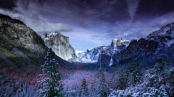 Yosemite Tunnel Tuolumne Meadows United States, yosemite, usa, sky, purple, snow, mountains, mountain, nature HD wallpaper