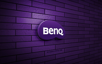 Benq 3D logo, , violet brickwall, creative, brands, Benq logo, 3D art, Benq HD wallpaper