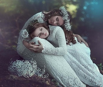 dreaming, girls, fantasy, abstract, friends HD wallpaper