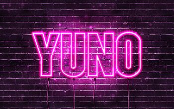 Happy Birtay Yuno, , pink neon lights, Yuno name, creative, Yuno Happy Birtay, Yuno Birtay, popular japanese female names, with Yuno name, Yuno HD wallpaper