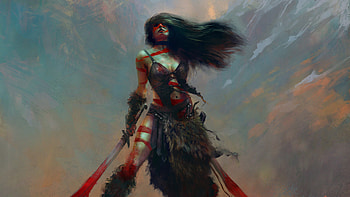 Barbarian Chick , warrior, artist, artwork, digital-art, deviantart HD wallpaper