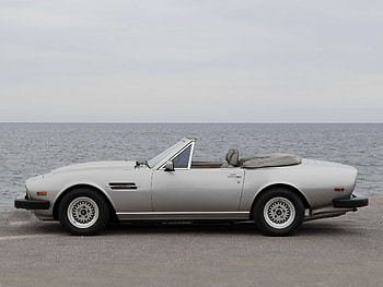 Sea, Aston Martin, Cars, Grey, Side View, Cabriolet, V8, Volante, 1977 HD wallpaper