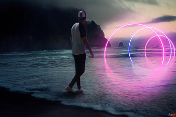 Neon Path Beach Boy , neon, graphy, boy, hop HD wallpaper