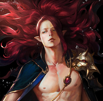 Elf, red, man, fantasy, art, kdash HD wallpaper
