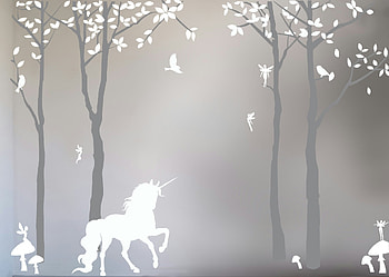 Mystical Forest, unicorn, trees, leaves, fairies HD wallpaper