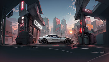 Super Cars On Japan Streets, cars, ai, japan, artist, artwork, digital-art HD wallpaper