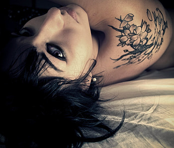 Supine Beauty, fantasy, tattoo, girl, beauty, dark HD wallpaper