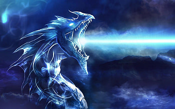 Blue Dragon, dragon, fantasy, artist, digital-art, blue HD wallpaper