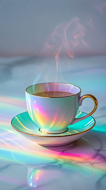 Aurora Tea Cup — Iridescent , tea, rainbow HD phone wallpaper