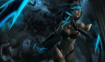 Shadow Evelynn, dark, blue, black, fantasy, sangsoo jeong, evelynn, girl HD wallpaper