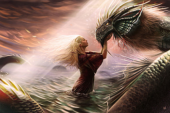 Soul Of Sea, fantasy-girls, dragon, artist, artwork, digital-art, behance HD wallpaper
