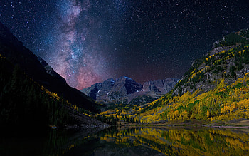 Milky Way On Starry Night Landscape , milky-way, trees, landscape, nature, stars HD wallpaper