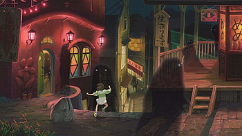 Spirited Away, night, spirits, awesome, house, landscape, beautiful, anime girl, anime, ghost, lights, cool, , chihiro HD wallpaper