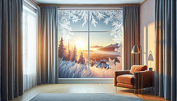 Frosty Sunrise Panorama - Window View, frosty window, interior design, winter landscape HD wallpaper