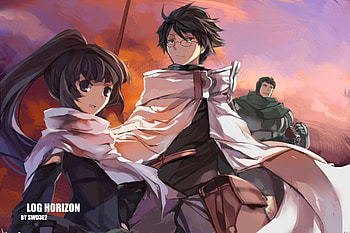 25802-log-horizon-shiroe-akatsuki-and-naotsugu HD wallpaper