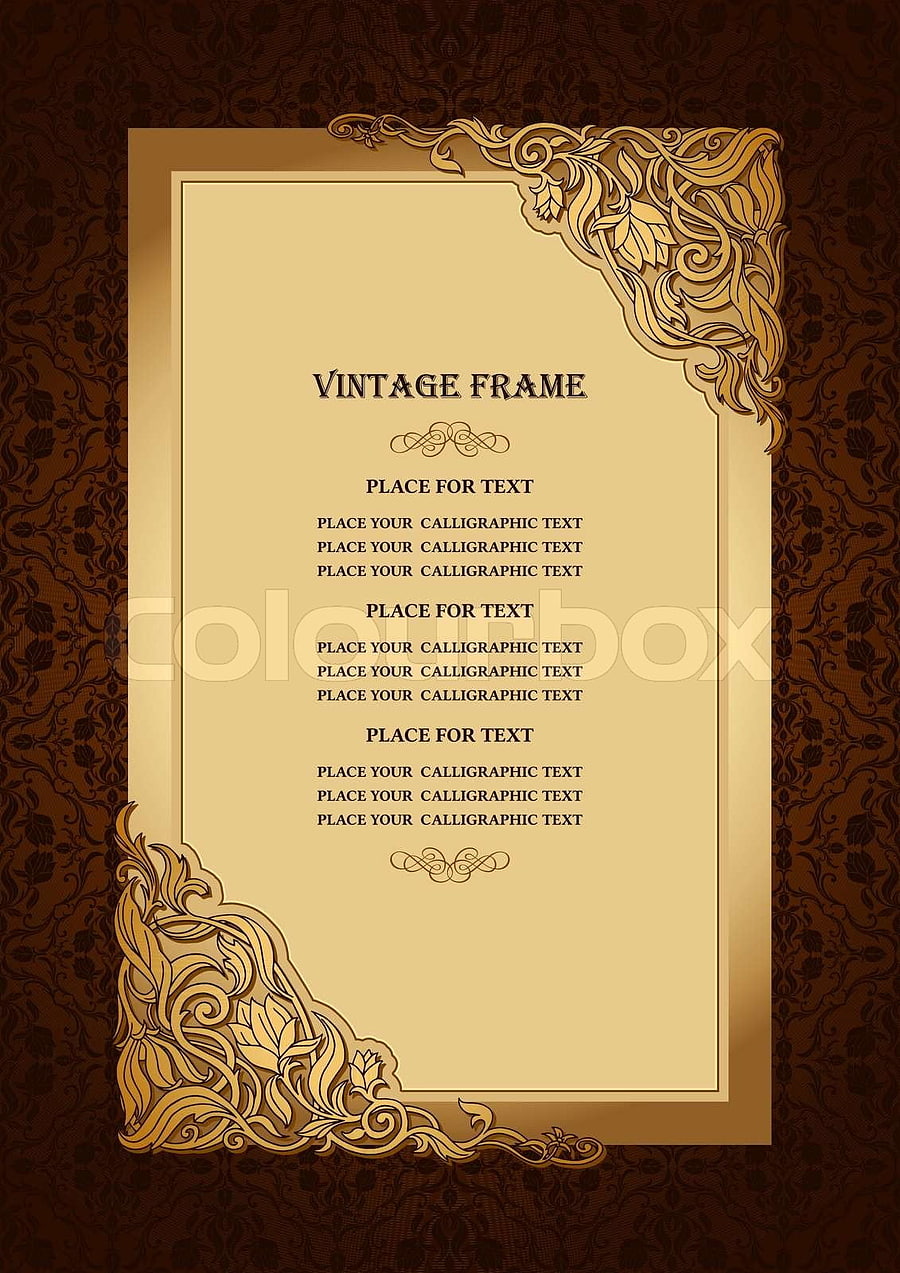 Vintage floral background with royal, gold ornamental art frame, victorian style border, damask rich ornaments, luxury invitation card, creative certificate template for design, Royal Gold HD phone wallpaper