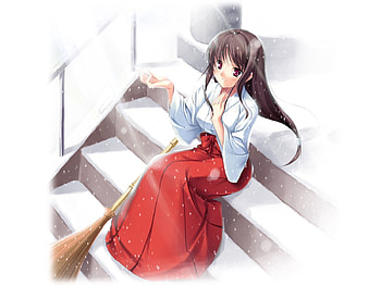 Anime, Snow, Girl, Kimono HD wallpaper