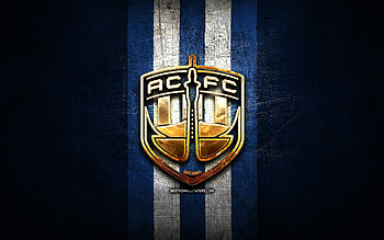 Auckland City FC, golden logo, New Zealand Football Championship, blue metal background, New Zealand soccer club, Auckland City logo, soccer, FC Auckland City HD wallpaper