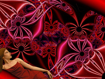 Lady in red, lady, abstract, red HD wallpaper