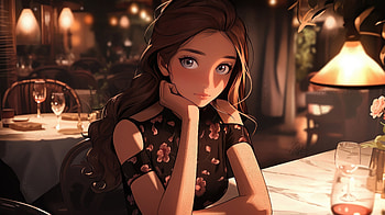 Anime Girl In Restaurant, anime-girl, anime, artist, artwork, digital-art HD wallpaper