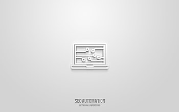 Seo automation 3d icon, white background, 3d symbols, Seo automation, Seo icons, 3d icons, Seo automation sign, Seo 3d icons HD wallpaper