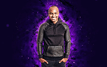 Thiaguinho, , violet neon lights, brazilian singer, music stars, Thiago Andre Barbosa, brazilian celebrity, Thiaguinho HD wallpaper