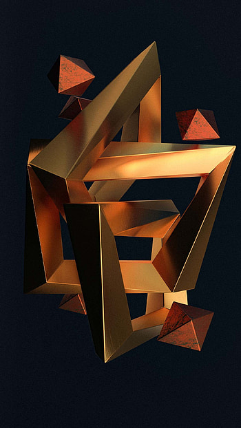 3D, Design, gold, art, pattern HD phone wallpaper