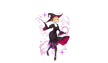 Cute, witch, minimal, anime girl HD wallpaper