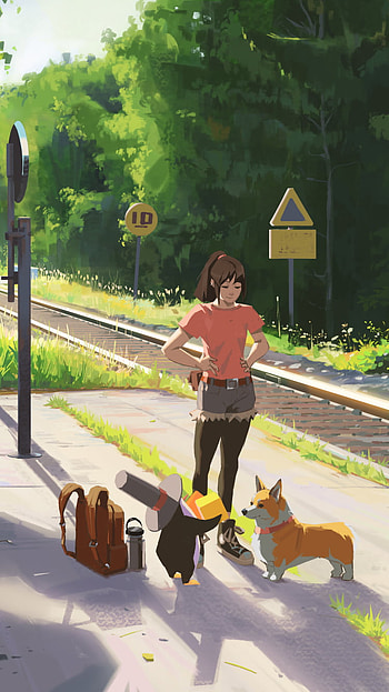 dog, Anime, Original HD phone wallpaper