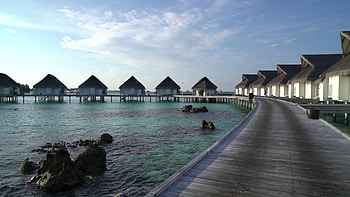 Tropical beach, Bungalow in maldives, Seafront getaway, 3483019 stock video HD wallpaper