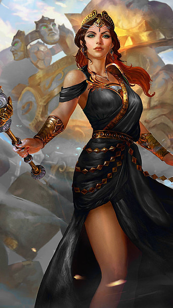 green eyes, video game, Smite HD phone wallpaper