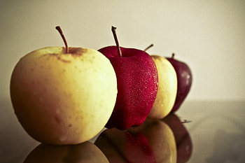 Food, Apples, Drops, Reflection, Mirror HD wallpaper